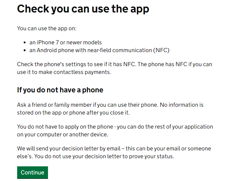 When you continue your application to apply for a Graduate Visa UK, you will be asked to check some technical requirements of your device for further steps.