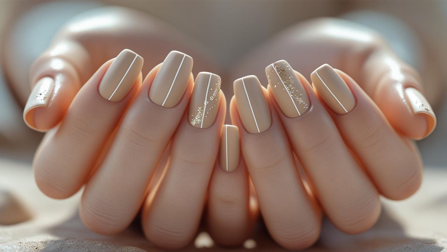 Minimalist looks with a touch of sparkle beach nail