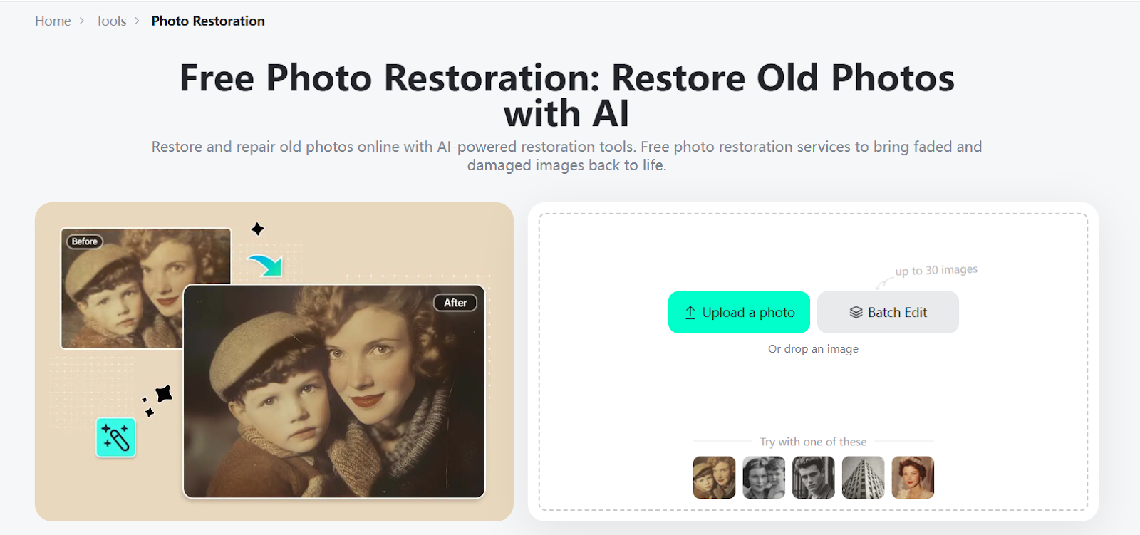 Start restoring your old images effortlessly using the insMind