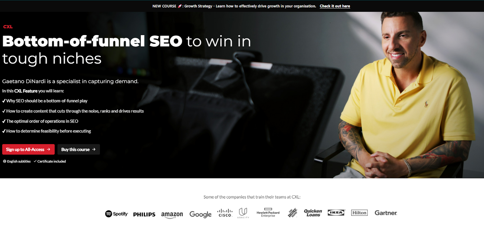 Bottom-of-funnel SEO course with Gaetano DiNardi