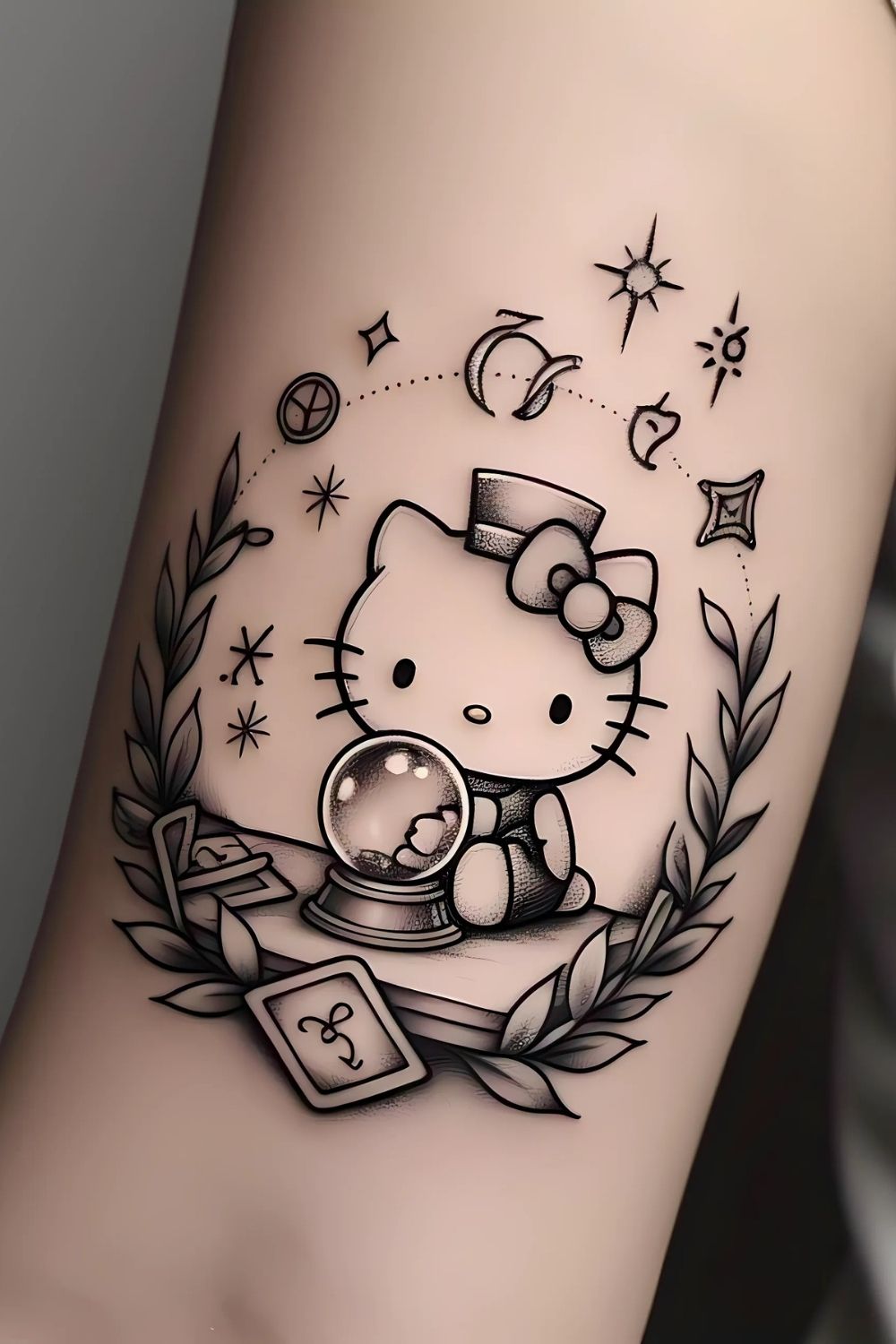 Hello Kitty as a Fortune Teller Tattoo