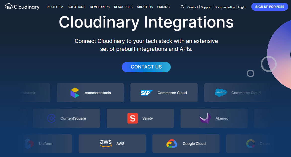 Cloudinary Integration Capabilities screenshot