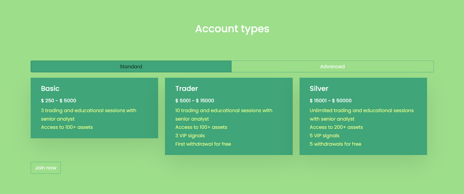 ISA-Limited account types