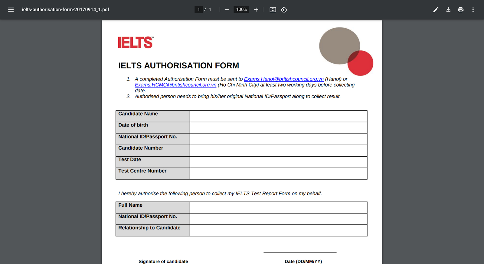 uỷ quyền nhận hộ bảng điểm ielts