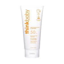 Thinkbaby Safe Sunscreen SPF 50+, offering broad-spectrum, water-resistant protection with natural ingredients