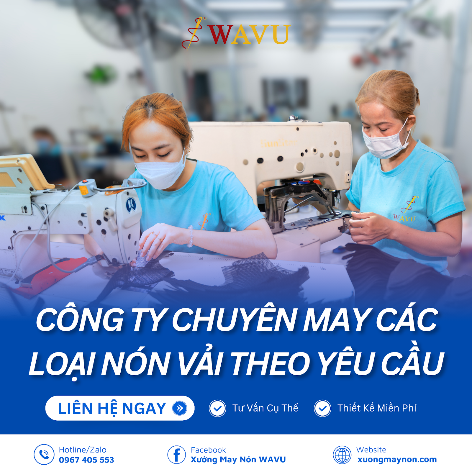 Xưởng May Nón Wavu   Chuyên nhận may nón theo yêu cầu, gia công trực tiếp tại xưởng