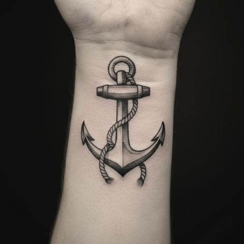 Anchor and Rope Tattoo
