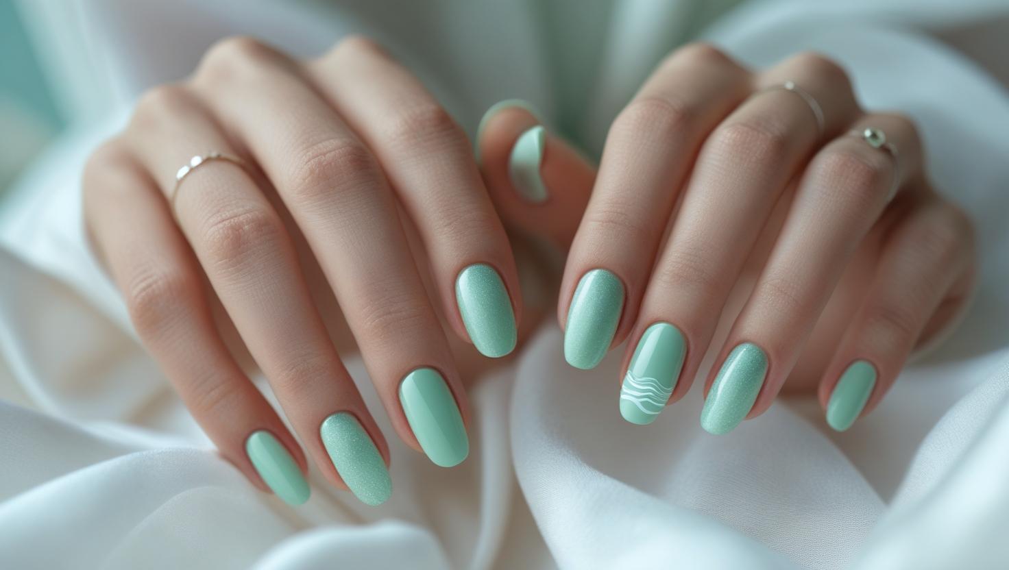 Seafoam greens beach nail