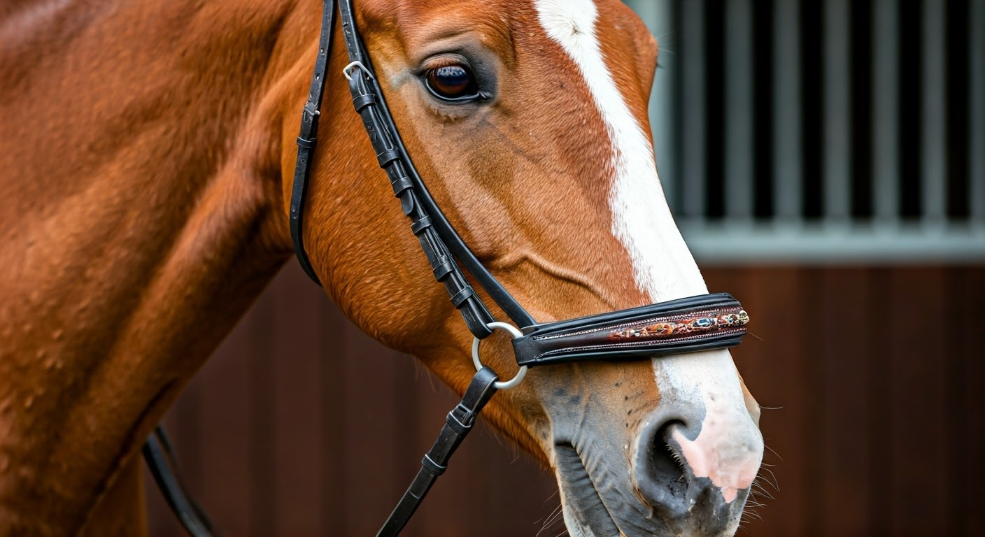 Close-up of Lumiere bridle detail.