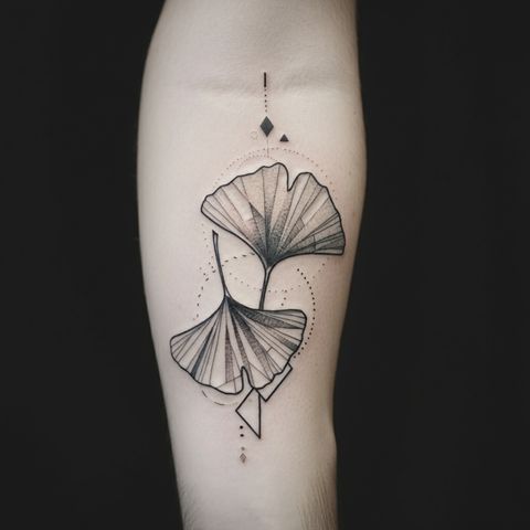 Geometric Ginkgo Tattoo