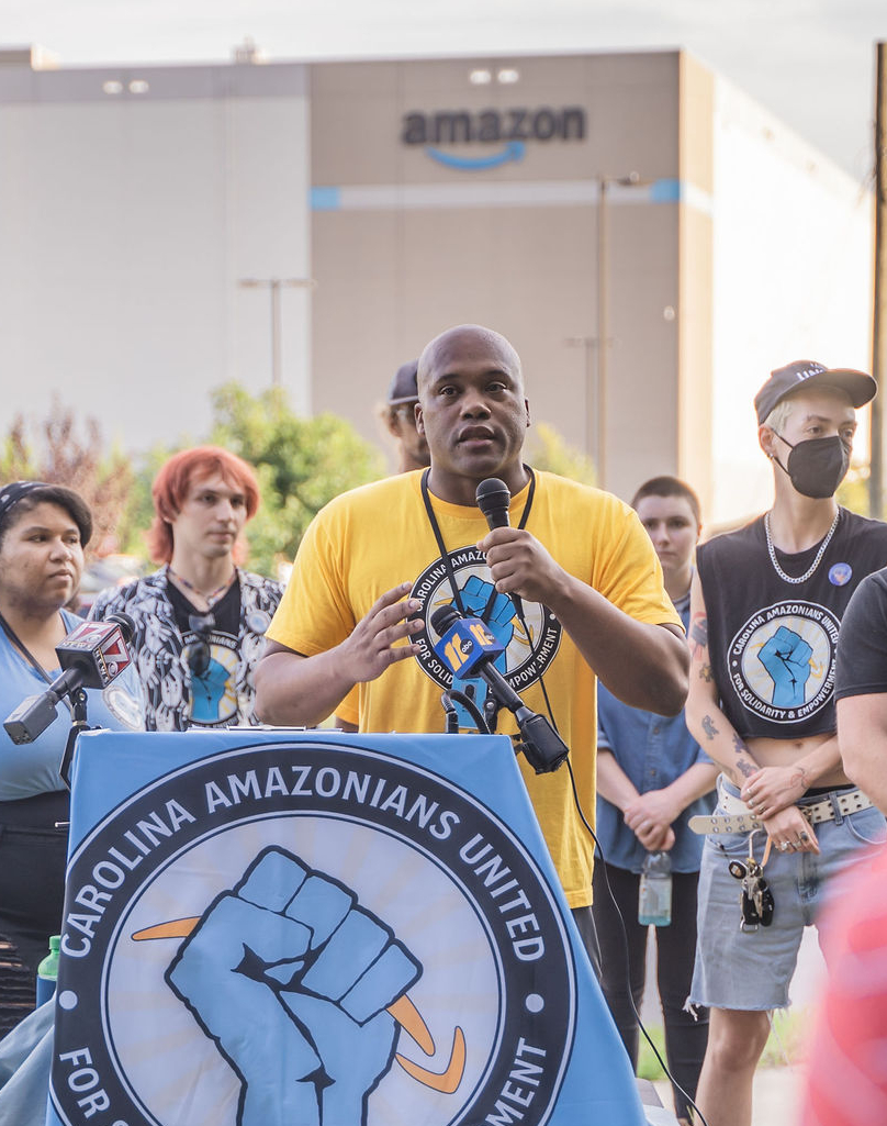 Ryan Brown speaks at a union rally