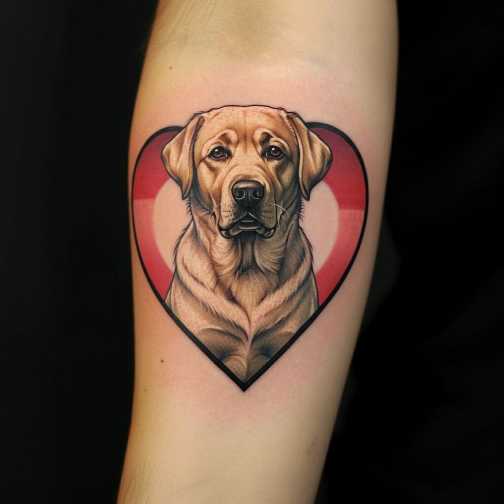 Labrador with a Heart Tattoo