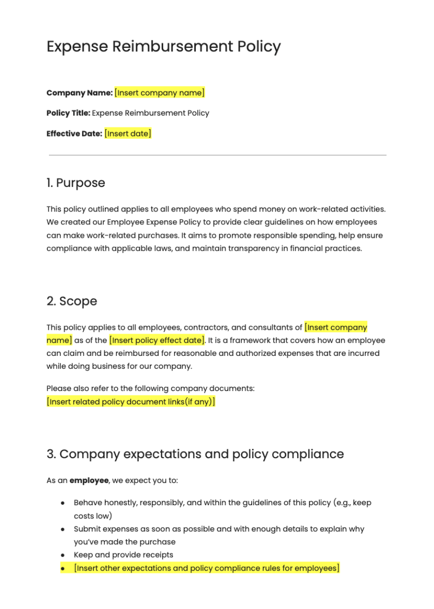 Ready-to-Use Corporate Travel Policy Template