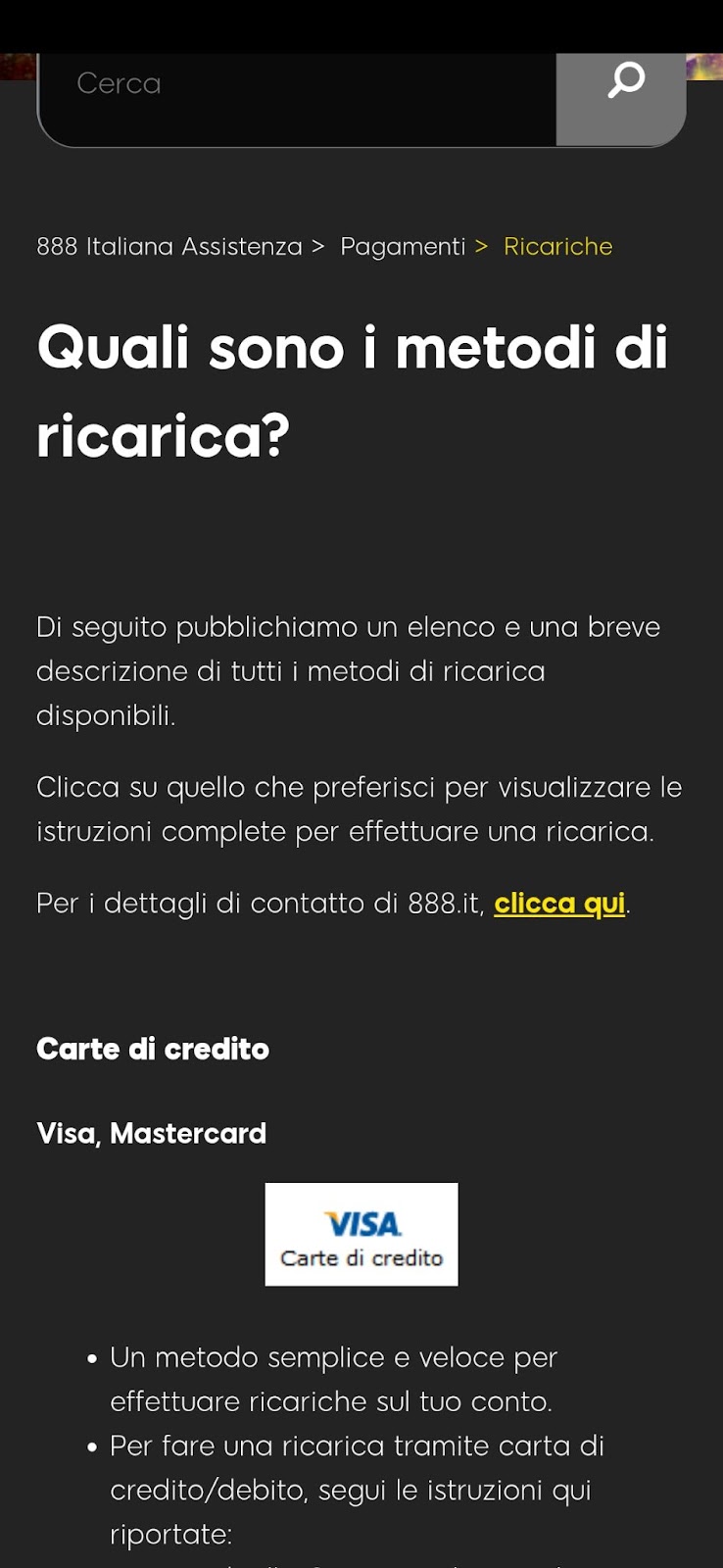 888Casinò Depositi e prelievi su App