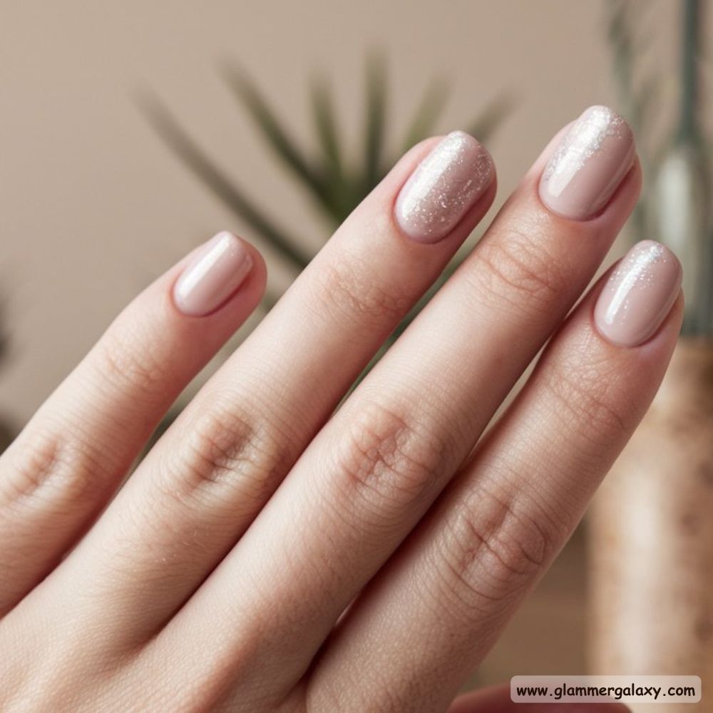 Neutral Nails having Shimmering Pink Style
