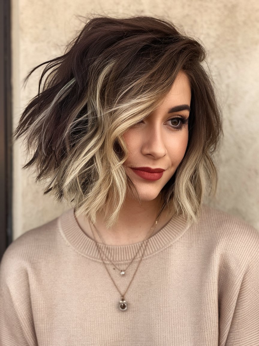 3. Textured Wavy Bob