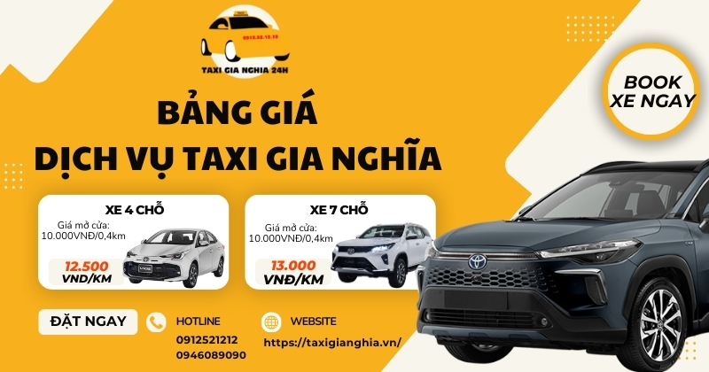 Bảng giá dịch vụ Taxi Gia Nghĩa