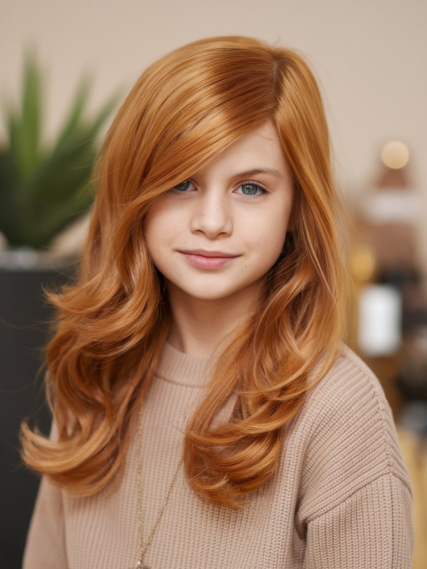 21. Golden Copper Lob with Side Part