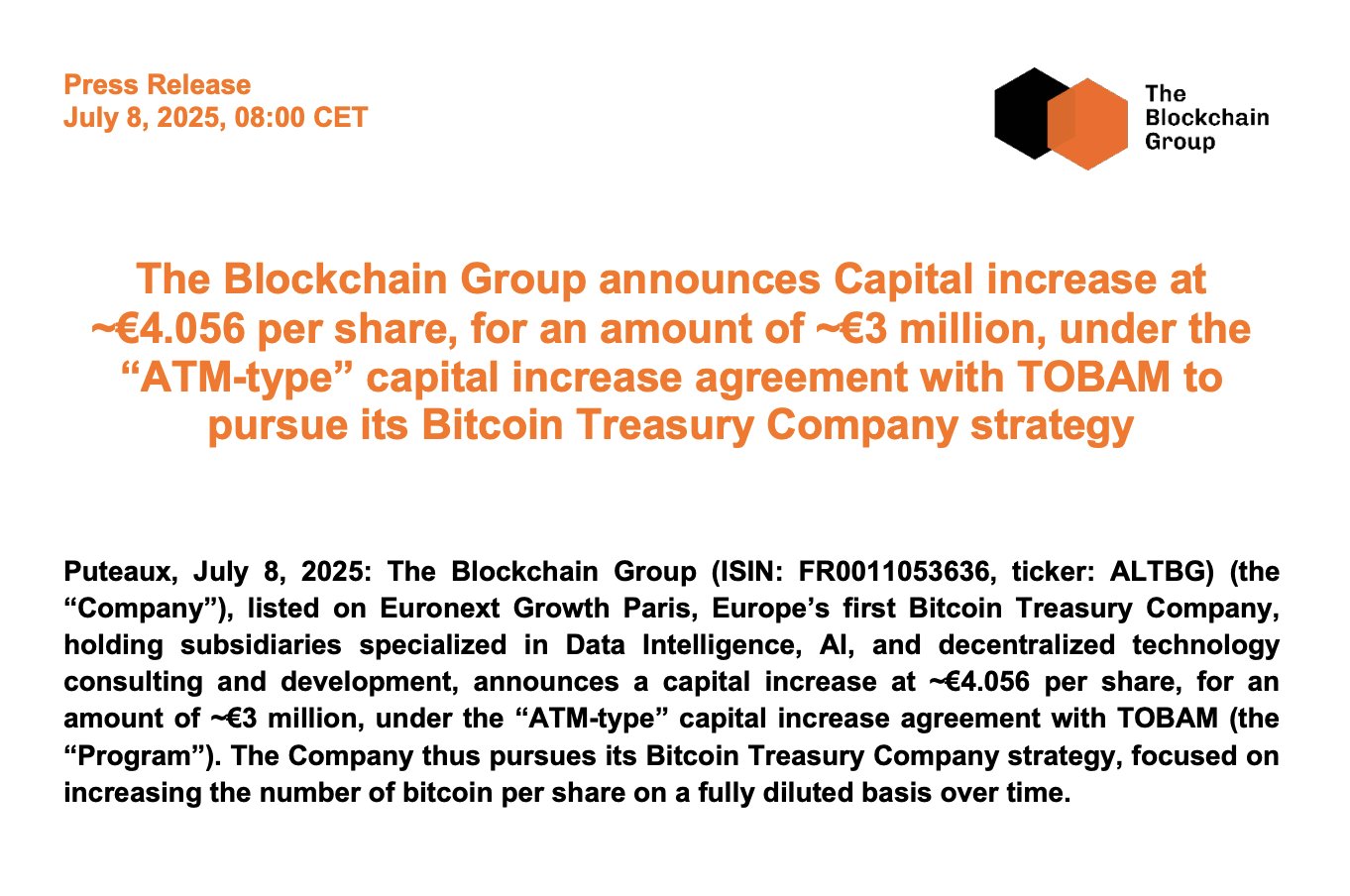 Blockchain Group Raises €3M.