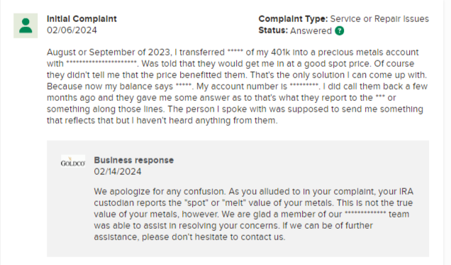 Goldco complaint