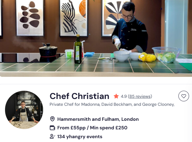 Chef Christian as one of the top 20 chefs in UK