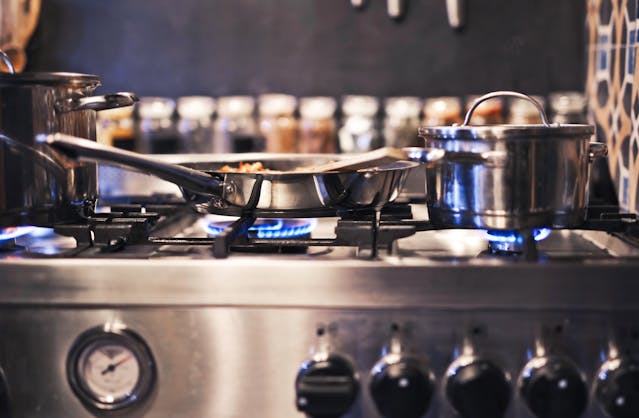 A stovetop in use.