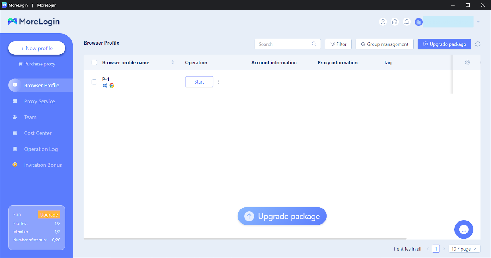 MoreLogin User Agent Management Dashboard  