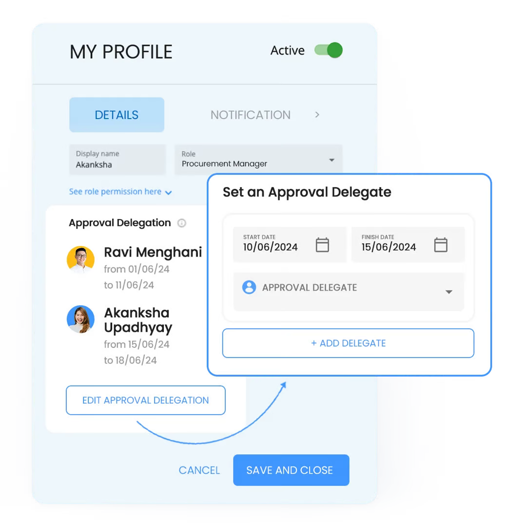 approval delegation in Invoice Approval Software