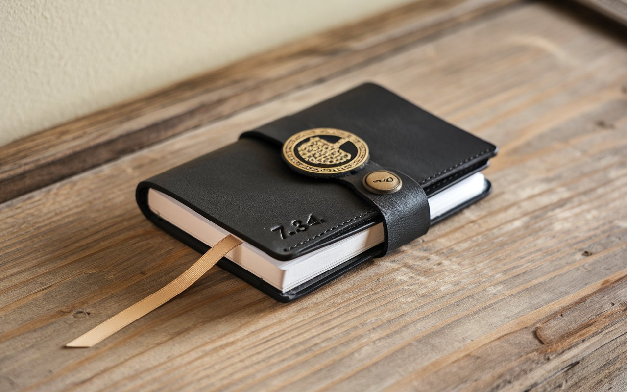 Small Black Leather Journal 7.34