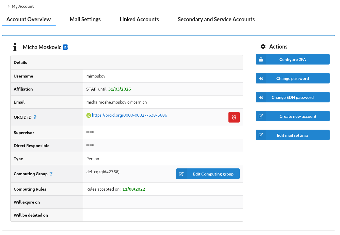 The new CERN account system has a field for registering ORCIDs