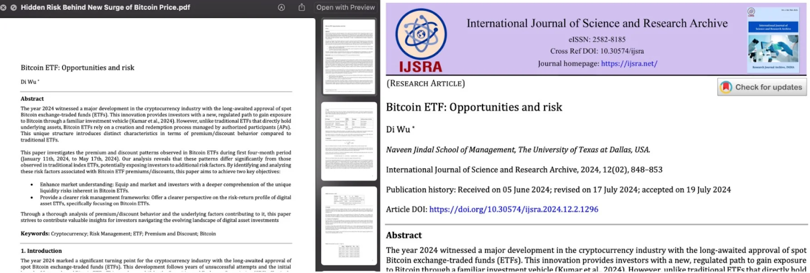 The fake PDF displayed to targets (left) and the source document hosted online (right) (Source - SentinelOne)