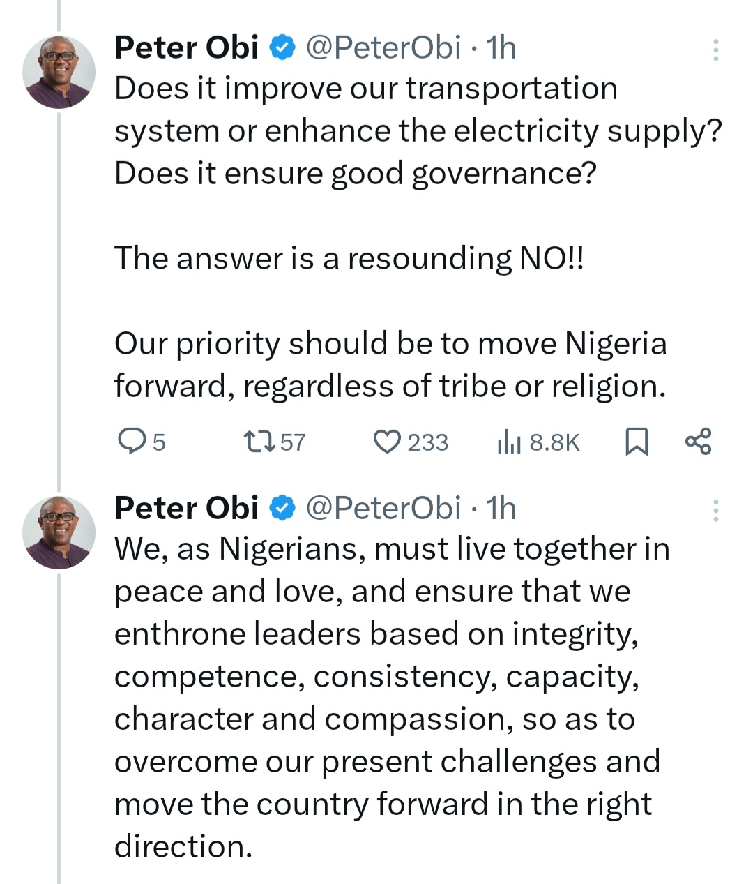 Such divisive comments have no place in our society - Peter Obi condemns statement by woman who threatened to poison Yorubas and Edo natives in Canada