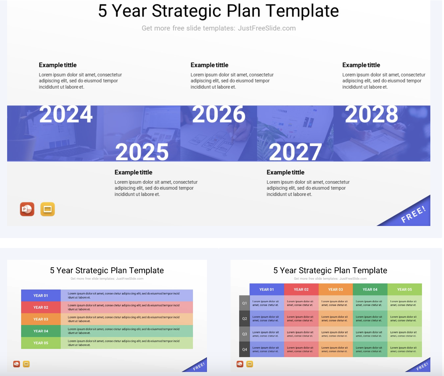 5-Year Strategic Plan PPT Template by Just Free Slide