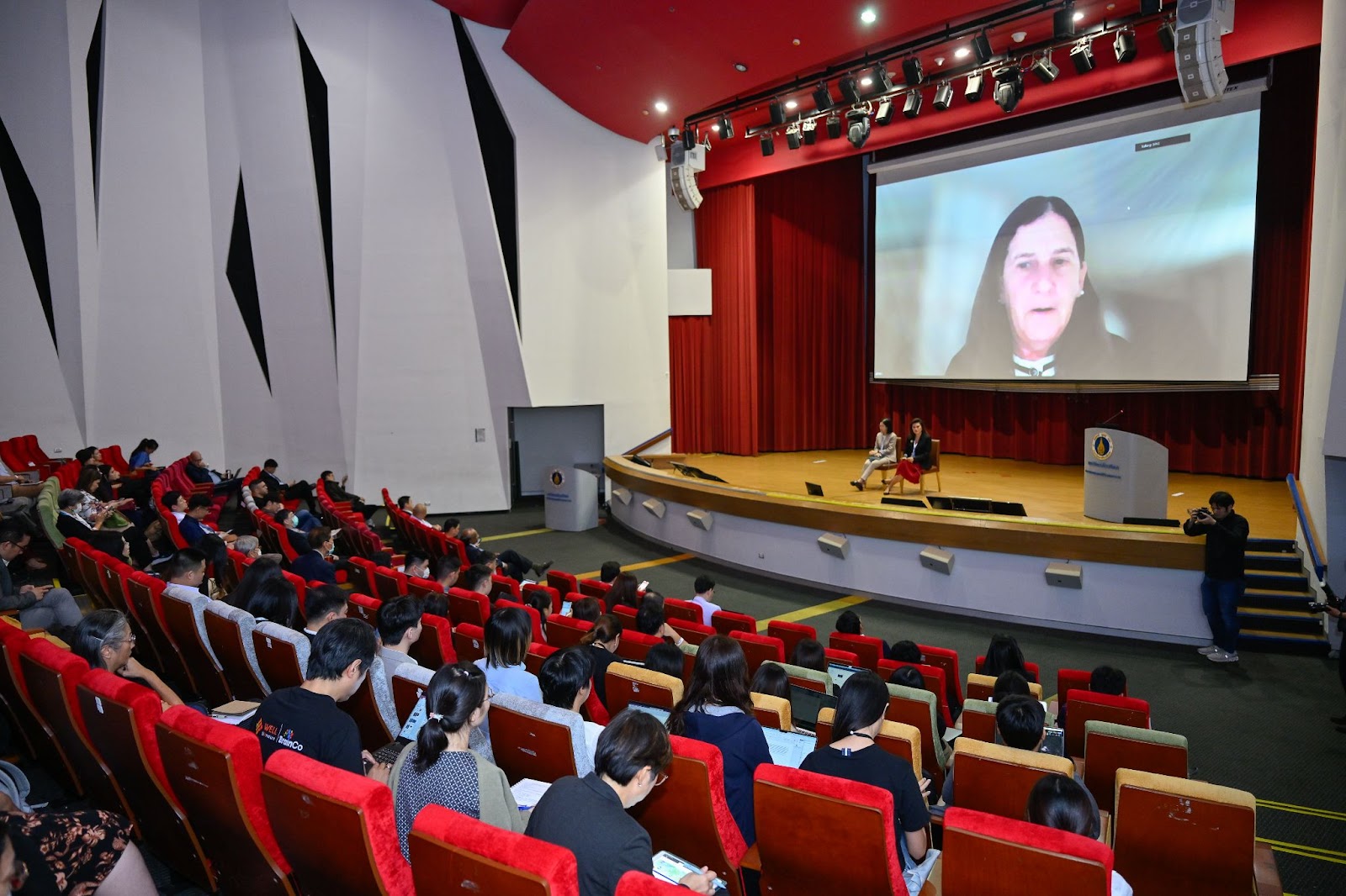 Professor Deborah J. Lucas and Dr. Worawan Chandoevwit  holding a plenary session on a topic of Sustainable Pension Scheme for Developing Countries