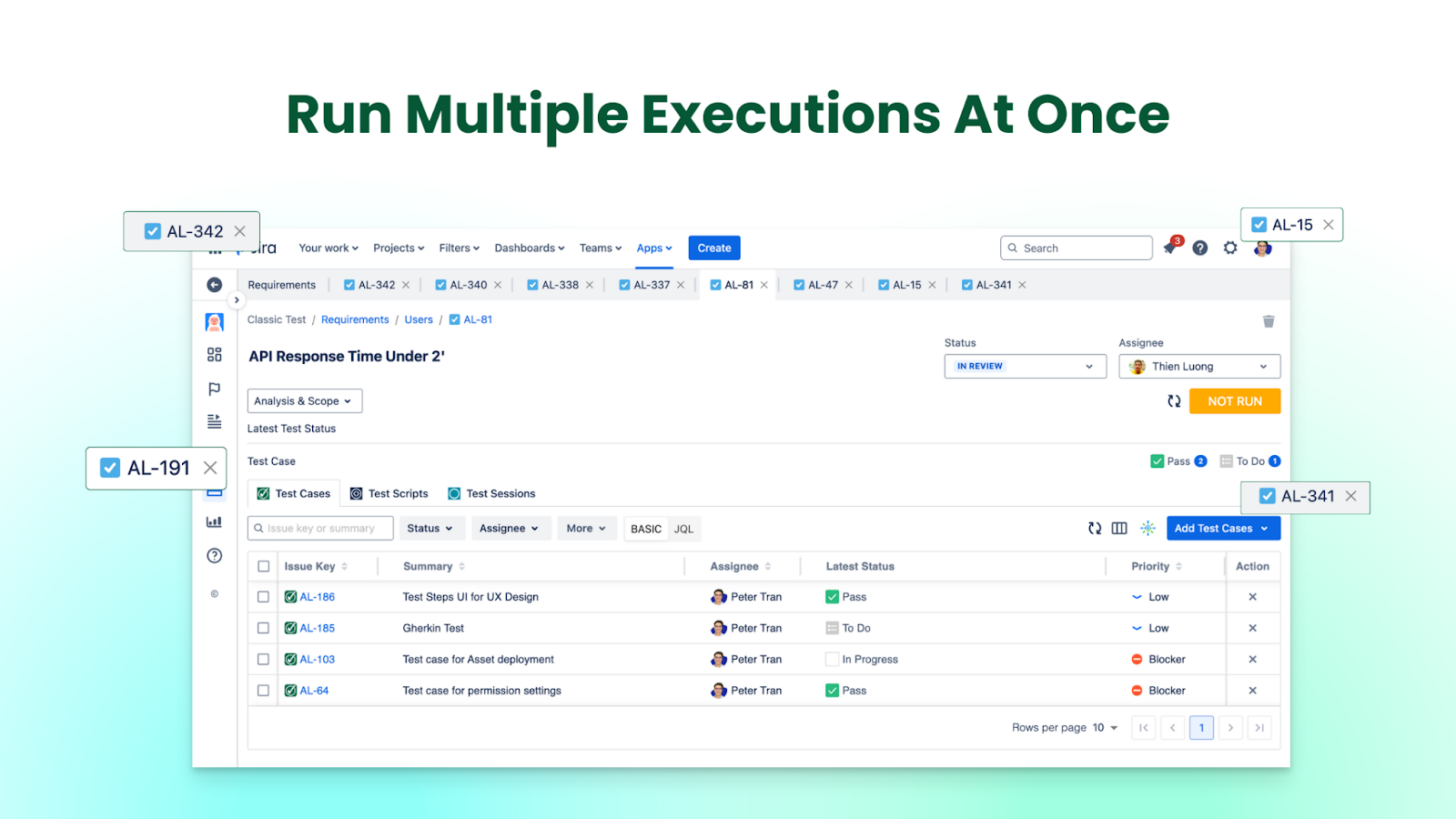 Run Multiple Executions at once with AgileTest - Enterprise Test Management for Jira