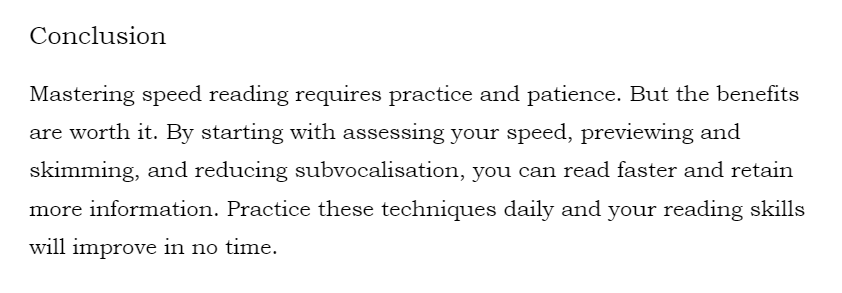 Conclusion structure sample