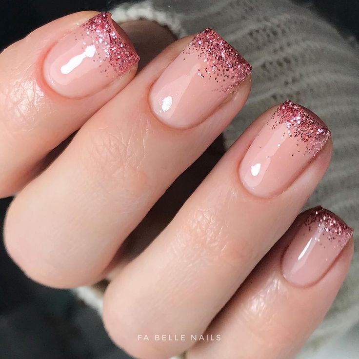 Short French Ombre Nails With Glitter: Sparkle Chic!