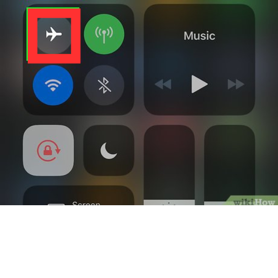 Screenshot of a smartphone’s control center highlighting the Cellular Data icon, which is encircled in red.” This image shows various icons, including Wi-Fi, Bluetooth, and music playback controls, with a specific focus on the Cellular Data icon. 📱🌐