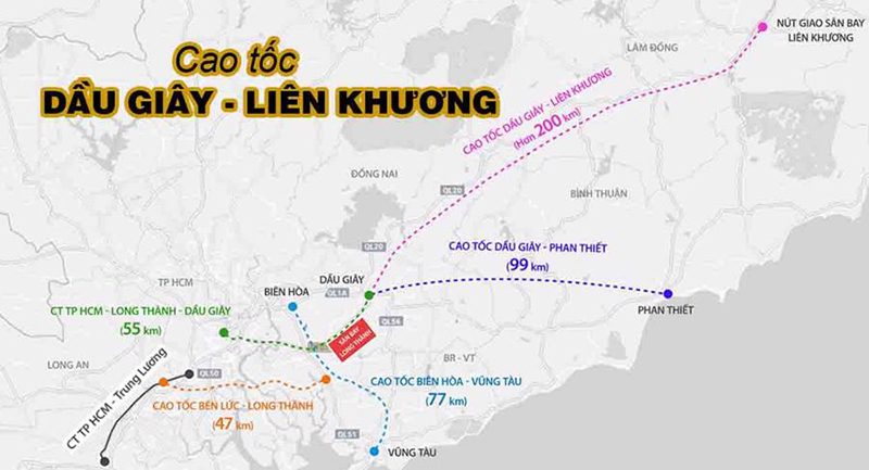 Cao tốc Dầu Giây - Liên Khương - Đà Lạt. Bản đồ cao tốc Dầu Giây - Liên Khương