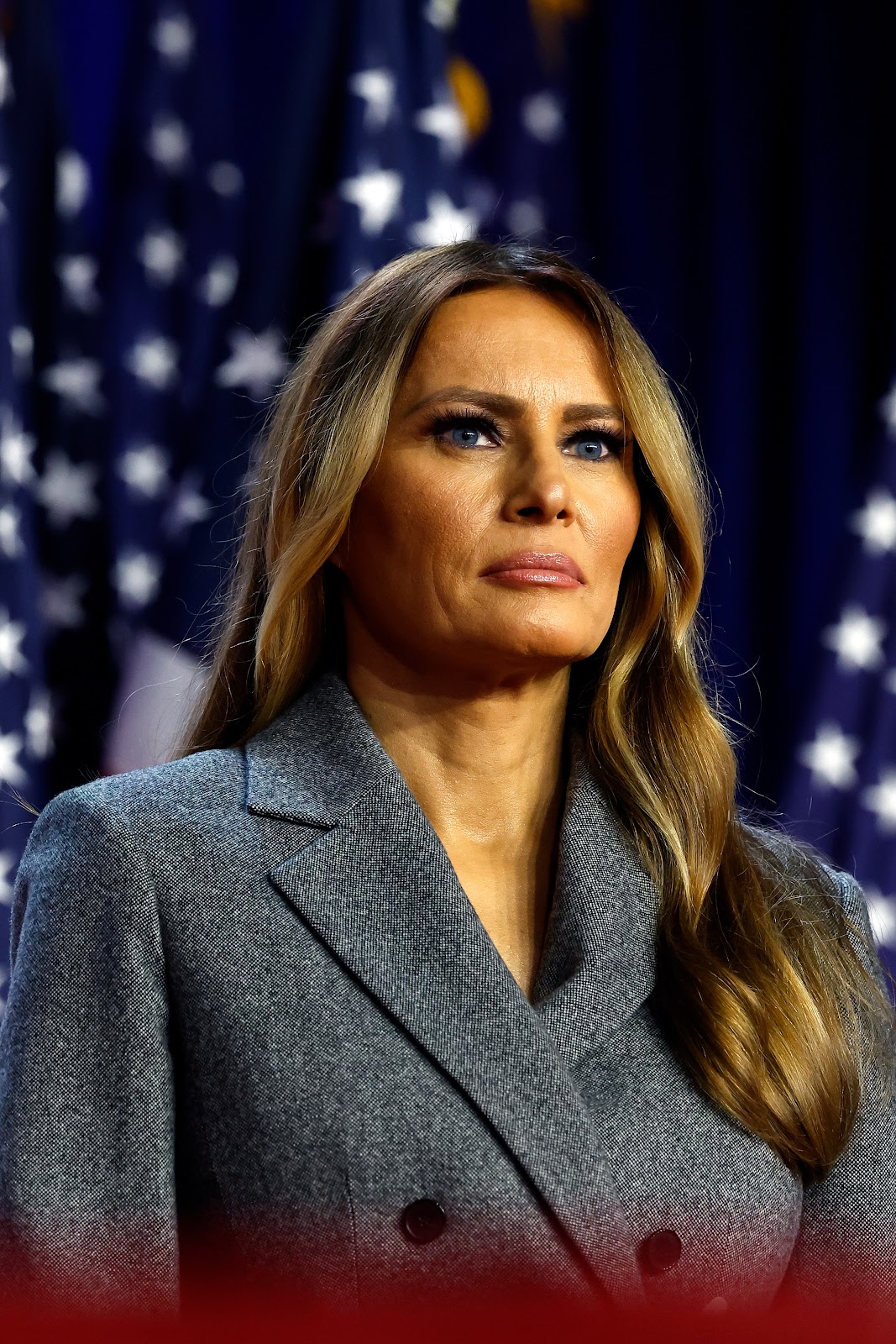 Melania Trump looks on during an election night event in West Palm Beach, Florida on November 6, 2024. | Source: Getty Images