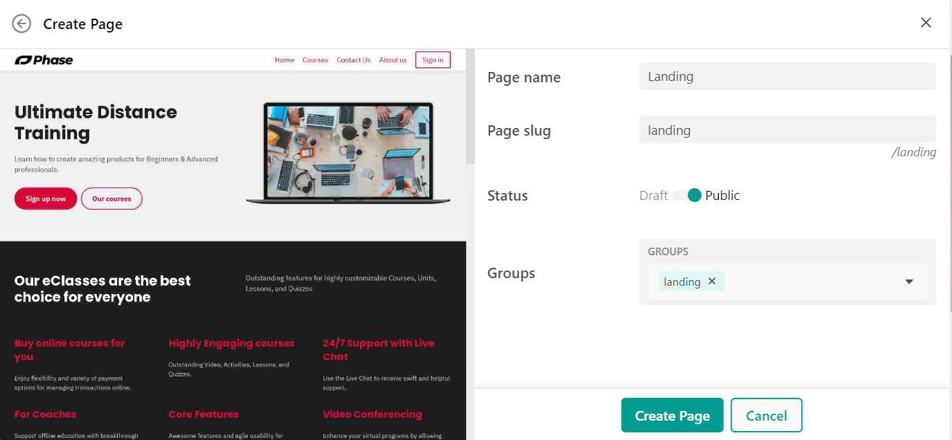 Create Landing pages
