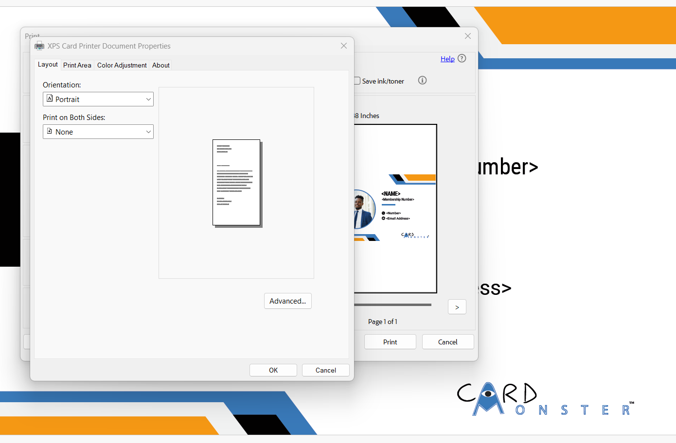 Orientation of Card