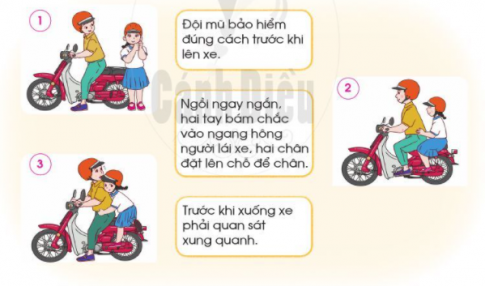 2. An toàn khi đi xe buýtCâu 1: Dựa vào các hình và thông tin dưới đây, nêu 1 số quy định khi đi xe buýt?Giải nhanh:- Đợi xe buýt đứng sát mép đường.- Ngồi vào ghế; nếu đứng phải vịn vài cột đỡ hoặc móc vịn- Lên và xuống xe khi xe đã dừng hẳn, đi theo thứ tự không chen lấn, xô đẩy.Câu 2: Chia sẻ với các bạn và những người xung quanh về cách đi xe buýt để đảm bảo an toàn? Giải nhanh:- Đợi xe buýt đứng sát mép đường.- Ngồi vào ghế; nếu đứng phải vịn vài cột đỡ hoặc móc vịn- Lên và xuống xe khi xe đã dừng hẳn, không chen lấn, xô đẩy.3. An toàn khi đi thuyền