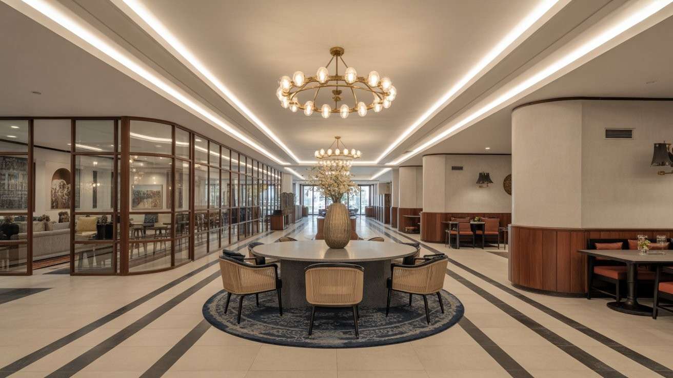Completed commercial interior project by Elegante Interiors showcasing sophisticated design and premium finishes