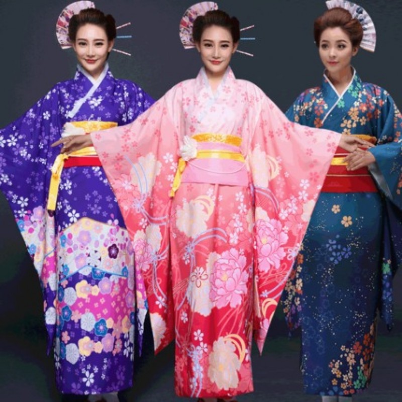 Collection of traditional kimono in various colors