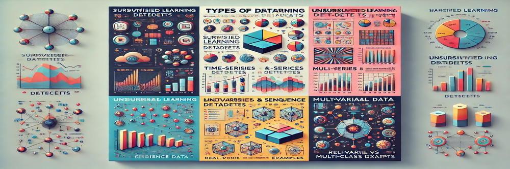 Graphic showing types of datasets in Machine Learning.