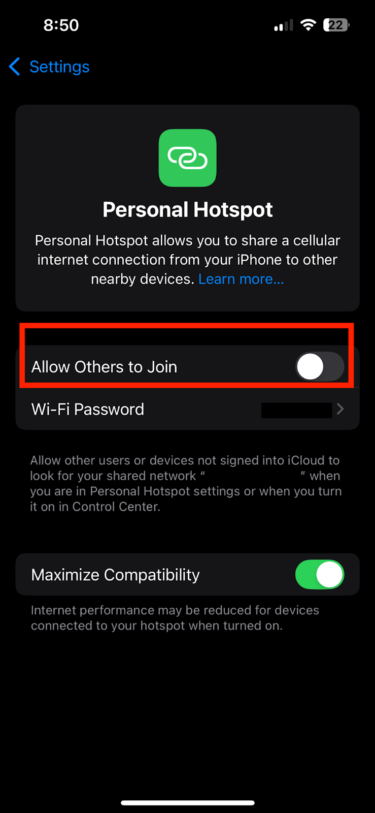 personal hotspot on iphone