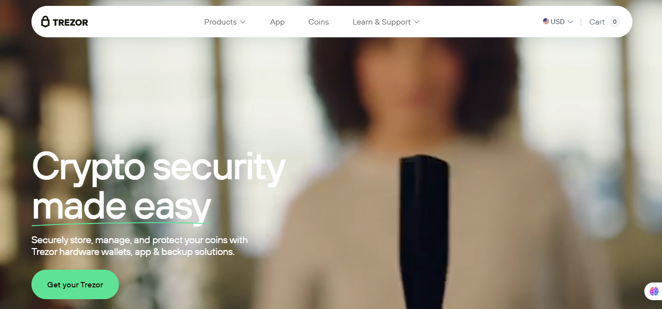 Trezor homepage interface