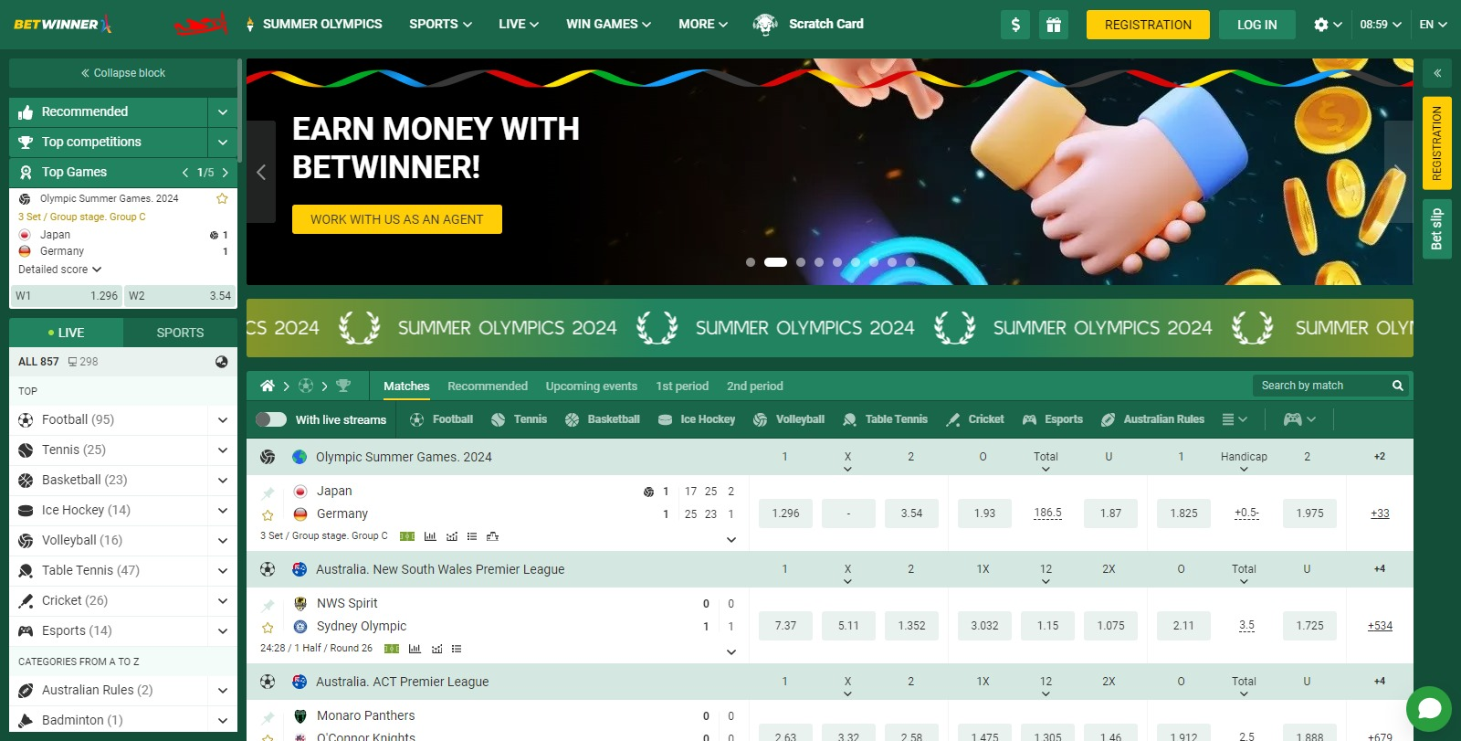 BetWinner homepage