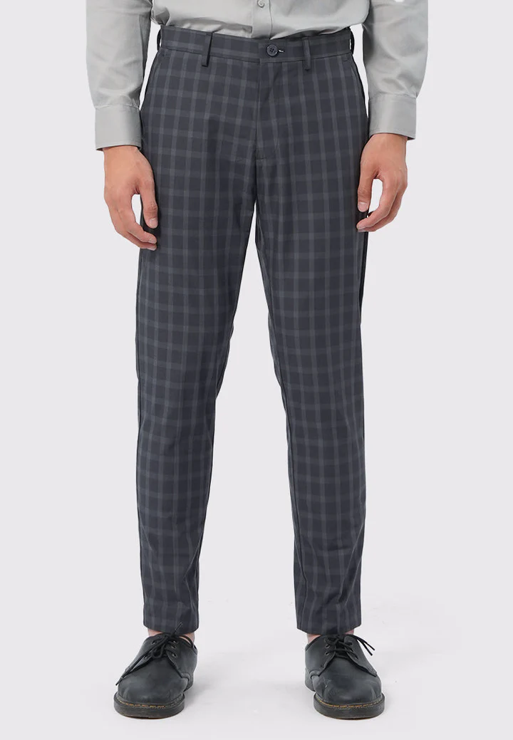 Slim Fit Checks Pants Grey